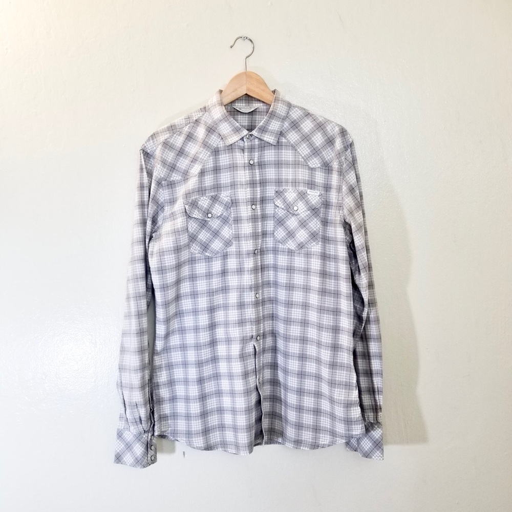 Diesel Mens Light Grey Check Button Shirt L
